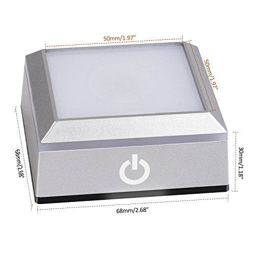 ERWEI LED Light Base Multicolor Show Stand Display Plate Square Display Lighted Base for Glass Crystal Art with Sensitive Touch Switch (Flat Surface)