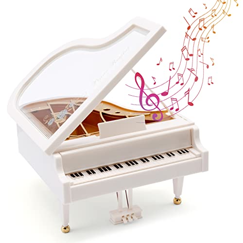 YAXIDAEVER Piano Music Box,Music Box Gift,Mini Piano Tabletop Ornament for Christmas,Birthday 12 x 14 x 18 cm