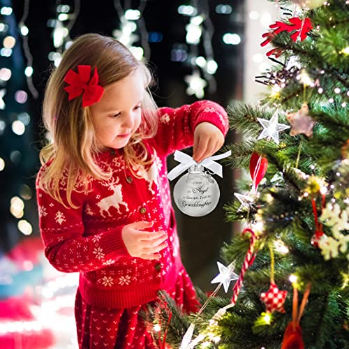 Timpfee Christmas Memorial Baubles Ornaments Feather Ball “I Have an Angel in Heaven” With Small Angel Christmas Bauble Ornament, Mum Dad Hanging Decoration