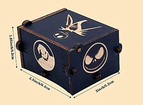 Cuzit This is Halloween Tune Wood Music Box Toy The Nightmare Before Christmas Hand Crank Engraved Vintage Wooden Musical Box Toy Gifts for Halloween Birthday Christmas Valentine