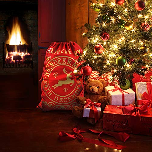TRIXES Santa Sack Large Red, Christmas Reindeer Post Style, Draw String, Present Bag Sack, Festive Sack, Suitable for Both Adults and Children