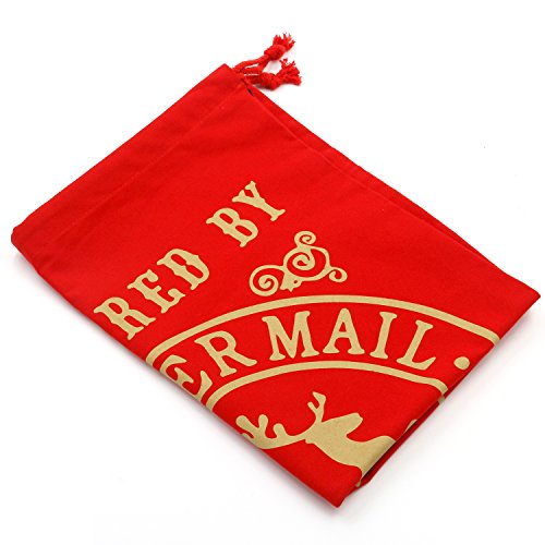TRIXES Santa Sack Large Red, Christmas Reindeer Post Style, Draw String, Present Bag Sack, Festive Sack, Suitable for Both Adults and Children