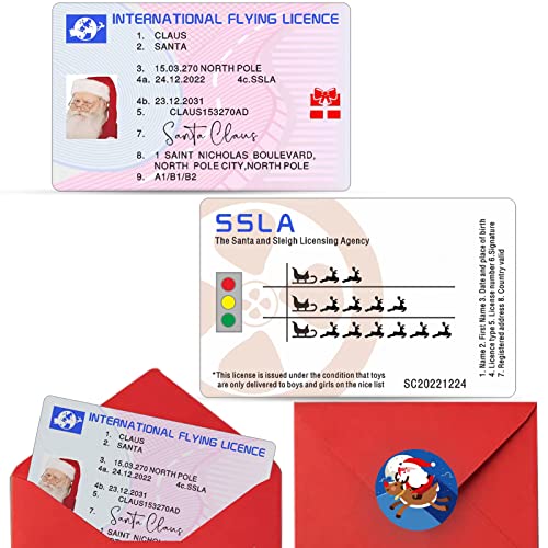 Fox·Bunny Santa Driving License, Santa Licence as Christmas Eve Box Fillers, Santa Flying Licence for Christmas Decoration, Xmas Tree Ornaments