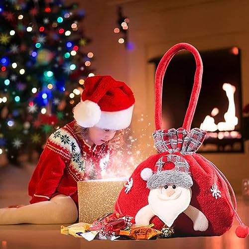 Oaiyeie Snowman Doll Bag,Christmas Drawstring Gift Bags,Reusable Fabric Xmas Favor Bags,Christmas Decoration Gift Bag for Party and Birthday (5pcs-a)