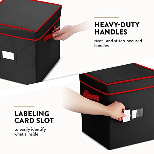 Premium Christmas Bauble Storage Box With Dividers - 64 Compartment Xmas Ornament Storage Box - Designed for Delicate Christmas Decorations & Baubles - Tear Proof 600D Oxford Fabric - 5 Year Warranty