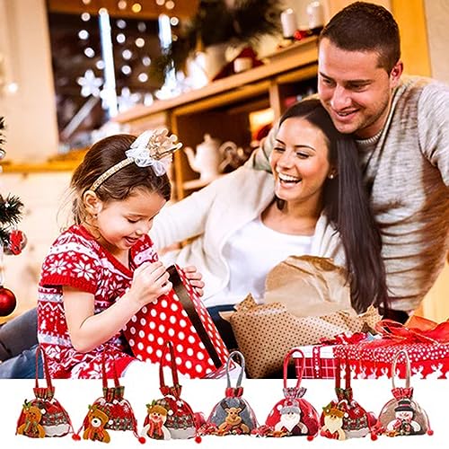 Oaiyeie Snowman Doll Bag,Christmas Drawstring Gift Bags,Reusable Fabric Xmas Favor Bags,Christmas Decoration Gift Bag for Party and Birthday (5pcs-a)