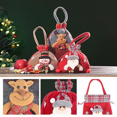 Oaiyeie Snowman Doll Bag,Christmas Drawstring Gift Bags,Reusable Fabric Xmas Favor Bags,Christmas Decoration Gift Bag for Party and Birthday (5pcs-a)