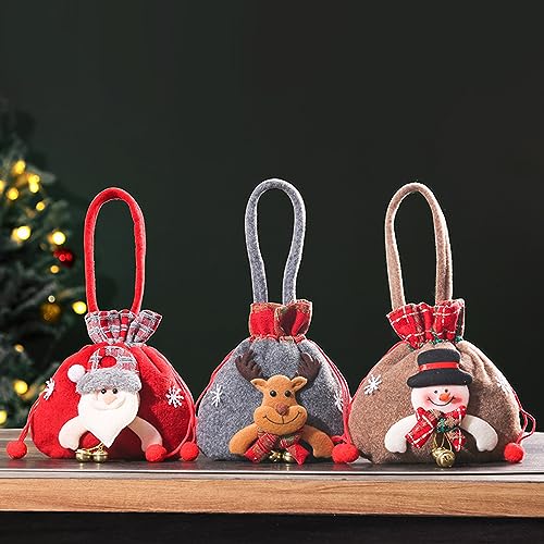 Oaiyeie Snowman Doll Bag,Christmas Drawstring Gift Bags,Reusable Fabric Xmas Favor Bags,Christmas Decoration Gift Bag for Party and Birthday (5pcs-a)