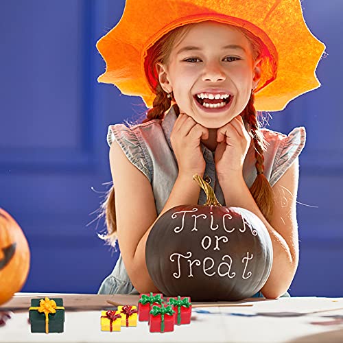 Amosfun 30pcs Christmas Miniature Resin Toys Presents Gift Boxes Xmas Decorations Figure Mini Tree Figurines Ornaments Candy Box Landscape DIY Crafts