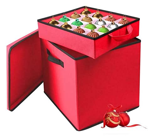 ADEPTNA Heavy Duty Christmas tree Bauble Decoration Storage Case with 4 trays – Holds up to 64 Baubles - Space Saving Stylist Collapsible Design