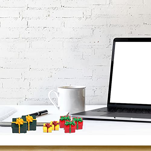 Amosfun 30pcs Christmas Miniature Resin Toys Presents Gift Boxes Xmas Decorations Figure Mini Tree Figurines Ornaments Candy Box Landscape DIY Crafts