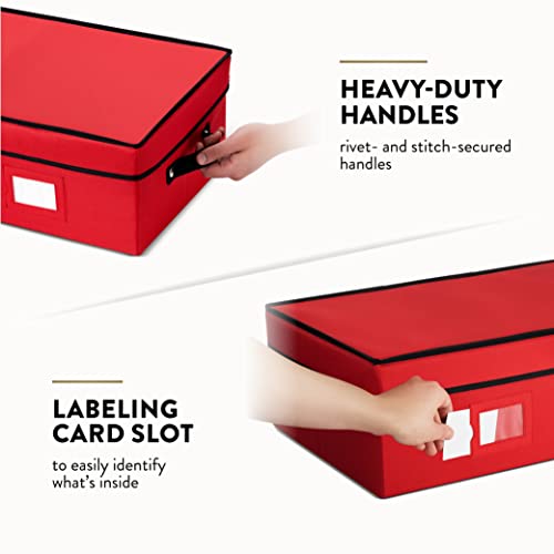 Premium Christmas Bauble Storage Box With Dividers - 64 Compartment Xmas Ornament Storage Box - Designed for Delicate Christmas Decorations & Baubles - Tear Proof 600D Oxford Fabric - 5 Year Warranty