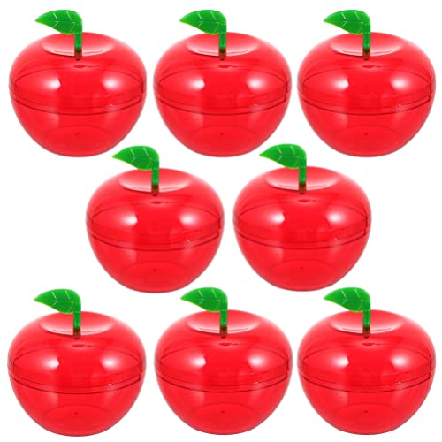 Cabilock 8pcs Christmas Festival Apple- shaped Candy Boxes Christmas Tree Decoration Gift Storage Boxes DIY Fillable Ornaments Ball for Candy Gift Wrap, Red, 9X9X8.2CM