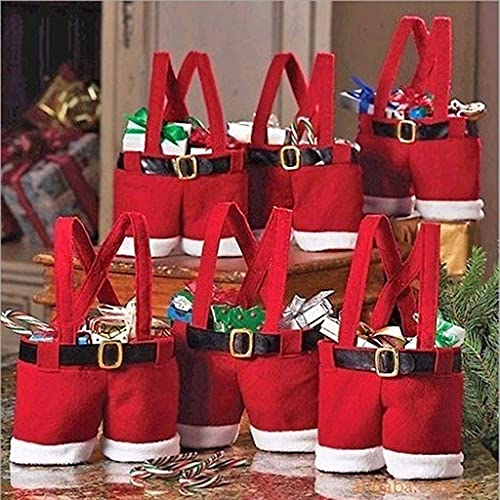 NC Creative Xmas Gift Bags - Santa Pants Style Bag,Lovely Cute Treat Bags,Stocking Tree Filler Sacks Stocking Xmas Gift,Christmas Decor,Christmas Christmas Bag,Candy Tote Bags for Kids, Red, 5 PCS