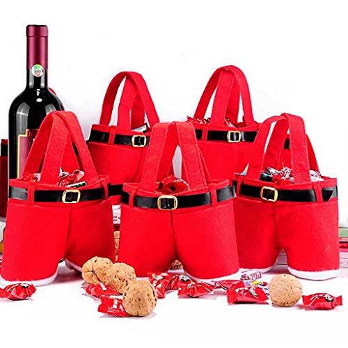 NC Creative Xmas Gift Bags - Santa Pants Style Bag,Lovely Cute Treat Bags,Stocking Tree Filler Sacks Stocking Xmas Gift,Christmas Decor,Christmas Christmas Bag,Candy Tote Bags for Kids, Red, 5 PCS
