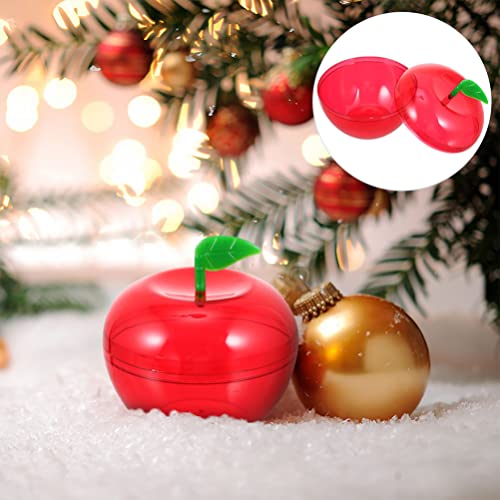 Cabilock 8pcs Christmas Festival Apple- shaped Candy Boxes Christmas Tree Decoration Gift Storage Boxes DIY Fillable Ornaments Ball for Candy Gift Wrap, Red, 9X9X8.2CM