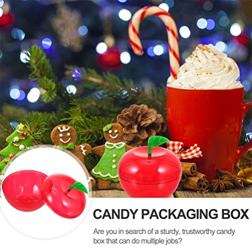 Cabilock 8pcs Christmas Festival Apple- shaped Candy Boxes Christmas Tree Decoration Gift Storage Boxes DIY Fillable Ornaments Ball for Candy Gift Wrap, Red, 9X9X8.2CM