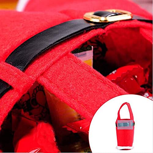 NC Creative Xmas Gift Bags - Santa Pants Style Bag,Lovely Cute Treat Bags,Stocking Tree Filler Sacks Stocking Xmas Gift,Christmas Decor,Christmas Christmas Bag,Candy Tote Bags for Kids, Red, 5 PCS