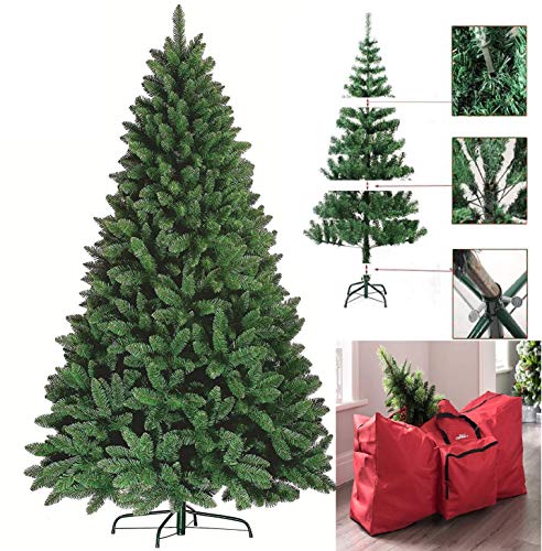 FlickBuyz-Colorado Green Pine Bushy Artificial Christmas Tree Tips 5ft/6ft/7ft Xmas Tree With Metal Stand & FREE BAG (5FT (150CM) 500 tips)