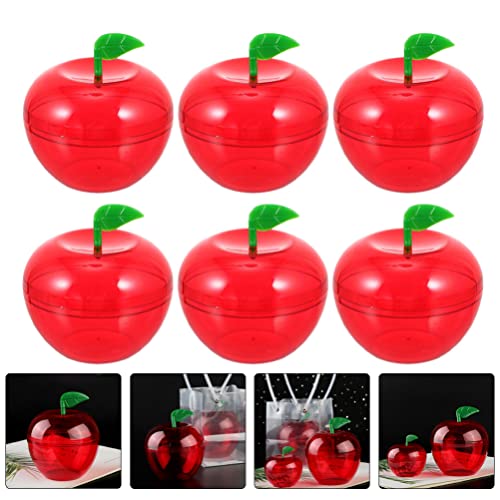Cabilock 8pcs Christmas Festival Apple- shaped Candy Boxes Christmas Tree Decoration Gift Storage Boxes DIY Fillable Ornaments Ball for Candy Gift Wrap, Red, 9X9X8.2CM