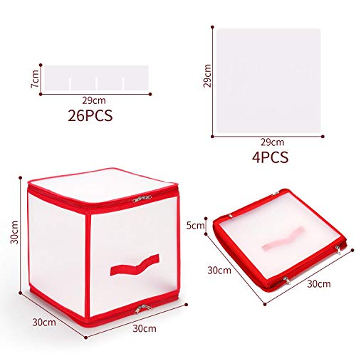 Vinsani 64 Bauble Xmas Christmas Tree Decorations Storage Box with Zip Closure and Side Handle