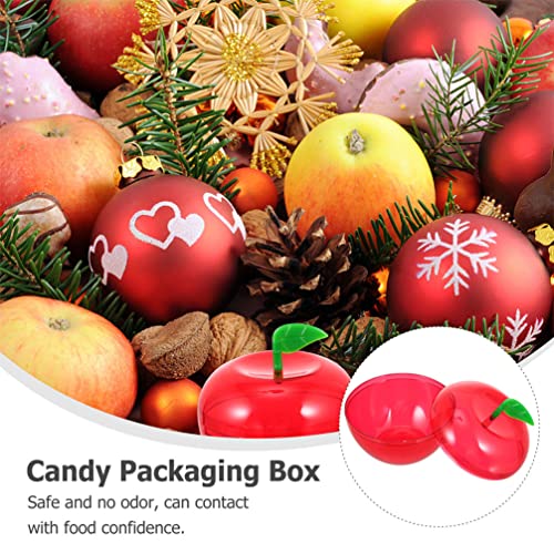 Cabilock 8pcs Christmas Festival Apple- shaped Candy Boxes Christmas Tree Decoration Gift Storage Boxes DIY Fillable Ornaments Ball for Candy Gift Wrap, Red, 9X9X8.2CM