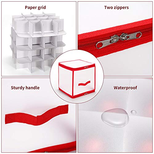 Vinsani 64 Bauble Xmas Christmas Tree Decorations Storage Box with Zip Closure and Side Handle