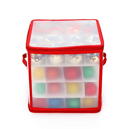 Vinsani 64 Bauble Xmas Christmas Tree Decorations Storage Box with Zip Closure and Side Handle