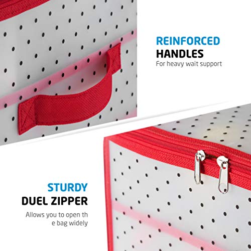 Premium Christmas Bauble Storage Box with 2 Sided Dual Zipper Closure - Keeps 96 Xmas Baubles, Christmas Decorations Accessories & Ornaments, Underbed Bauble Storage Container with 7.6cm Cubes