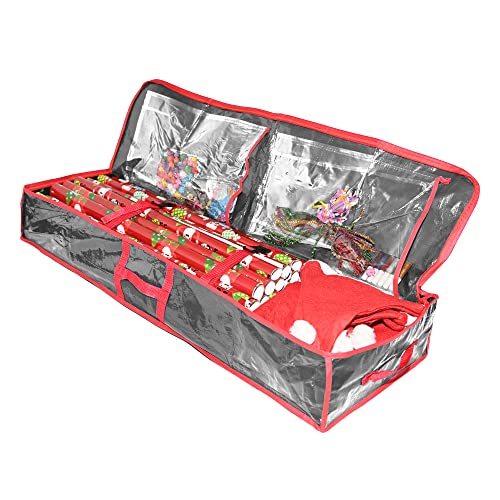Ram® Grey Christmas Wrapping Paper Storage Bag With Pockets Holds Upto 24 Rolls Gift Wrap Organiser Decorations
