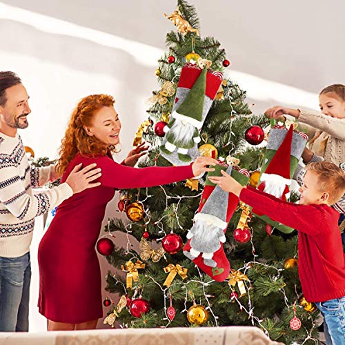 Christmas Stocking Set of 3, Large 18 inch Gnome Xmas Stockings Sock Sack Gift Bag for Fireplace Home Indoor Decorations Holiday Party Tree Decor Ornament, Candy Pouch Bag Theme Santa 3D Cute Design