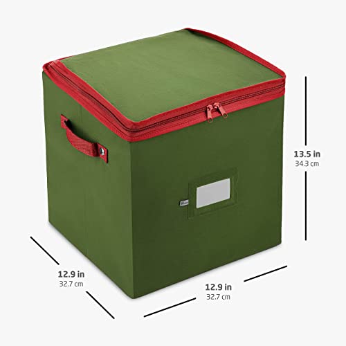 Premium Christmas Bauble Storage Box With Dividers - 64-Compartment Xmas Ornament Storage Container with Zippered Closure - Designed for Delicate Christmas Decorations & Baubles - Tear Proof Non-Woven