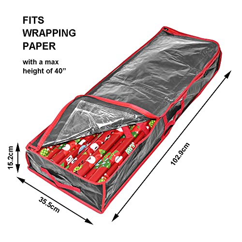 Ram® Grey Christmas Wrapping Paper Storage Bag With Pockets Holds Upto 24 Rolls Gift Wrap Organiser Decorations
