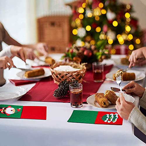 Pilikoll 10 Pcs Christmas Cutlery Holders Christmas Santa Knife Fork Chopsticks Bags Christmas Tree Patterned Flatware Holders Christmas Cutlery Holders for Xmas Home Party Table Decor