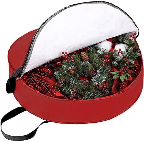 Ram® Red Christmas Wreath Bag Storage Bag 30 Inches Holiday Wreath Bag Storage