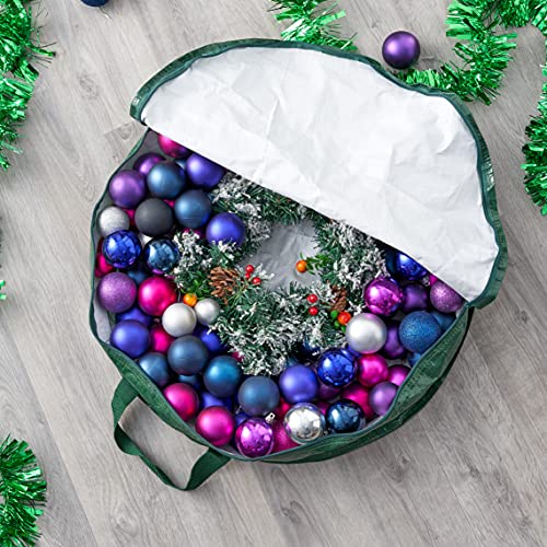 THE TWIDDLERS Premium Christmas Wreath Storage Bag - 60cm, Waterproof & Tearproof, Woven Polyester Xmas Garland Decorations Protection