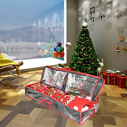 Ram® Grey Christmas Wrapping Paper Storage Bag With Pockets Holds Upto 24 Rolls Gift Wrap Organiser Decorations