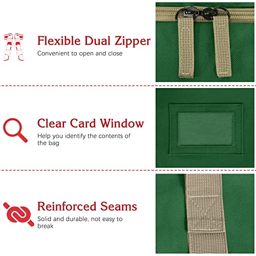 Housolution Christmas Tree Storage Bag, Fits Up to 9 Ft Tall Disassembled Artificial Trees, Heavy Duty 600D Oxford Xmas Holiday Tree Bag with Buckle Handle Straps & Dual Zipper - Green + Gold