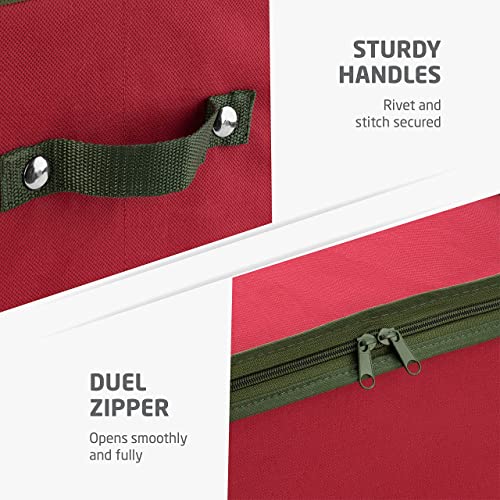 Premium Christmas Bauble Storage Box With Dividers - 64-Compartment Xmas Ornament Storage Container with Zippered Closure - Designed for Delicate Christmas Decorations & Baubles - Tear Proof Non-Woven