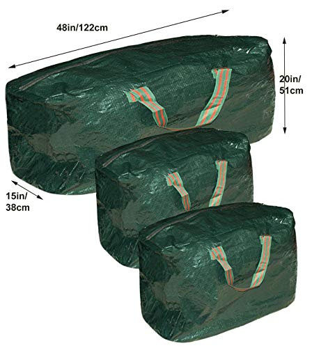 DIVCHI Large Christmas Tree 3Pcs Storage Bag Green - Holiday Artificial Disassembled Trees with Durable Reinforced Handles & Zipper - Waterproof Material Protects from Dust, Moisture & Insect