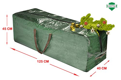 ADEPTNA Heavy duty Christmas Tree Storage Bag - Suitable Xmas Tree Up to 7ft -Double Stitched Zip Carry Handles (GREEN)
