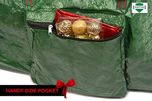 ADEPTNA Heavy duty Christmas Tree Storage Bag - Suitable Xmas Tree Up to 7ft -Double Stitched Zip Carry Handles (GREEN)