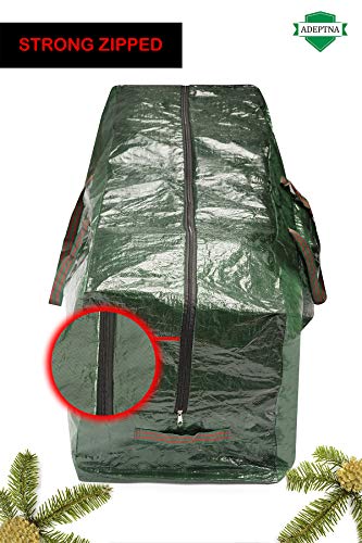 ADEPTNA Heavy duty Christmas Tree Storage Bag - Suitable Xmas Tree Up to 7ft -Double Stitched Zip Carry Handles (GREEN)