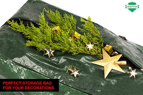 ADEPTNA Heavy duty Christmas Tree Storage Bag - Suitable Xmas Tree Up to 7ft -Double Stitched Zip Carry Handles (GREEN)