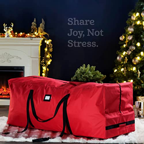 Premium Heavy-Duty Christmas Tree Storage Bag with Wheels - For 7.5 Ft Tall Artificial Trees, Sturdy Handles & Interior Straps- 100% Waterproof, Tear Proof 600D Xmas Tree Storage Box- 5 Year Warranty