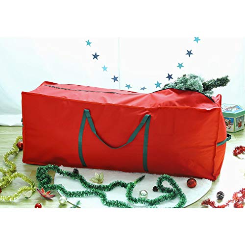 Vinsani® Christmas Xmas Tree Decoration Lights Presents Gift Zip Up Sack Fabric Storage Bag Waterproof Décor Accesories Organiser (108 x 30 x 30 cm) - Red
