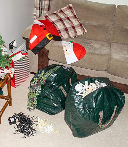 DIVCHI Large Christmas Tree 3Pcs Storage Bag Green - Holiday Artificial Disassembled Trees with Durable Reinforced Handles & Zipper - Waterproof Material Protects from Dust, Moisture & Insect