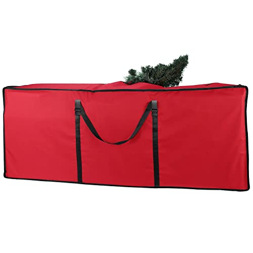 Vinsani® 9FT Christmas Tree Storage Bag Jumbo Waterproof Durable Zip Up Jumbo Sack Fabric Xmas Trees Storage Organiser Prevents Moisture & Dust (50 x 63 x 147 cm) – Red