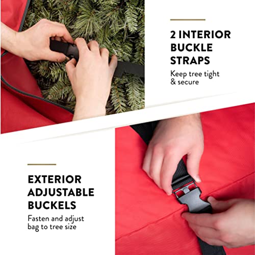 Premium Heavy-Duty Christmas Tree Storage Bag with Wheels - For 7.5 Ft Tall Artificial Trees, Sturdy Handles & Interior Straps- 100% Waterproof, Tear Proof 600D Xmas Tree Storage Box- 5 Year Warranty