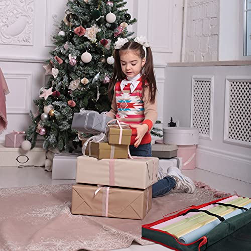 THE TWIDDLERS - Christmas Wrap Storage Bag for Xmas Gift Wrapping Paper Decoration Bows with Easy Carry Handles Space Saver Compartment Pockets - 82 x 34 x 13 cm